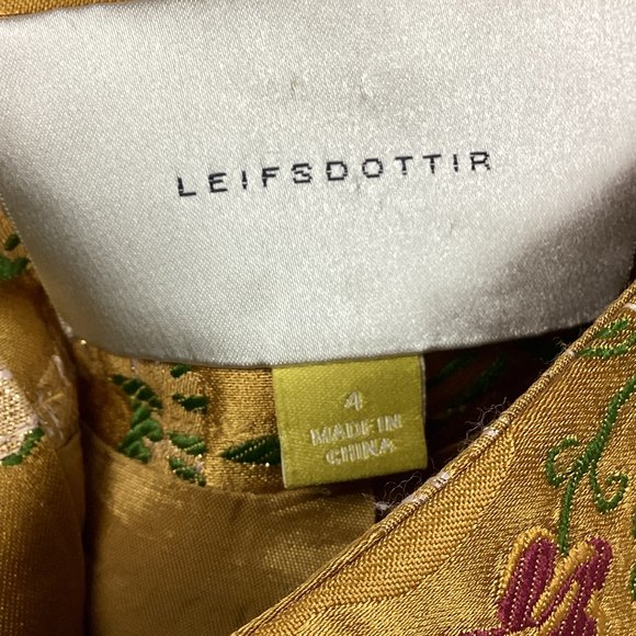 Anthropologie Leifsdottir Gold Embroidered Padded Midi Skirt 4 - Picture 8 of 12